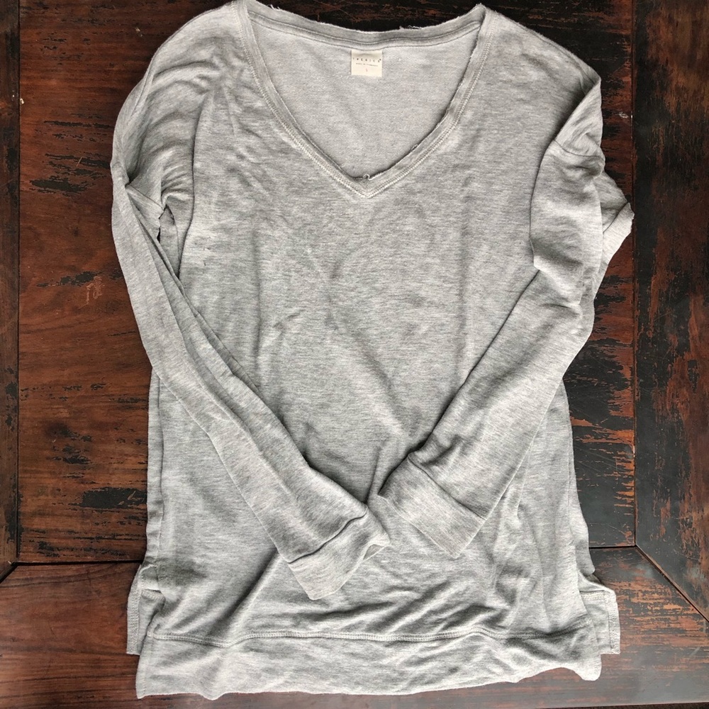 Gray long sleeve V-neck sweater Tresics